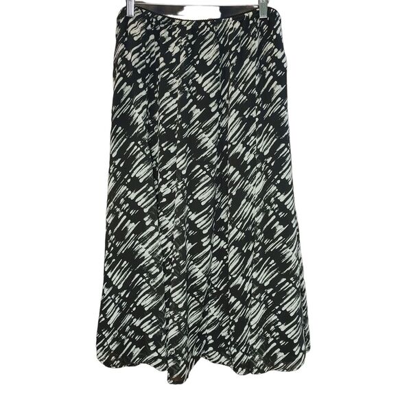 JM Collection Women's Black/White Abstract Print Midi Skirt 10 - Picture 1 of 2